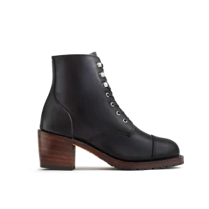 Women's Eileen Heeled Boot in Black Leather 3400